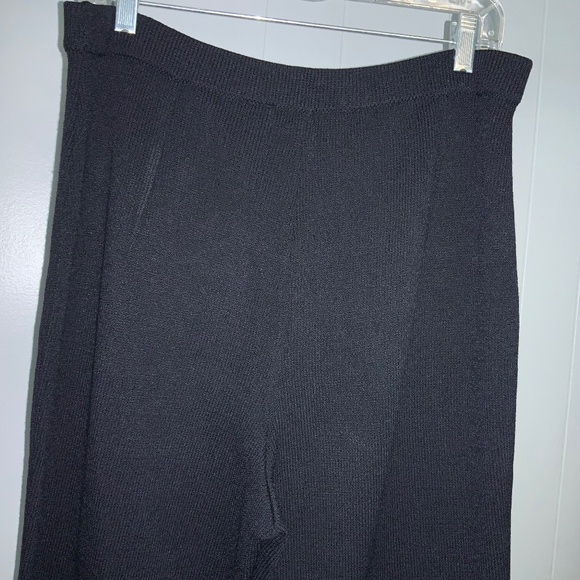 St John Collection Santana wool blend knit pants Sz 12 wide leg high waist - Picture 3 of 6